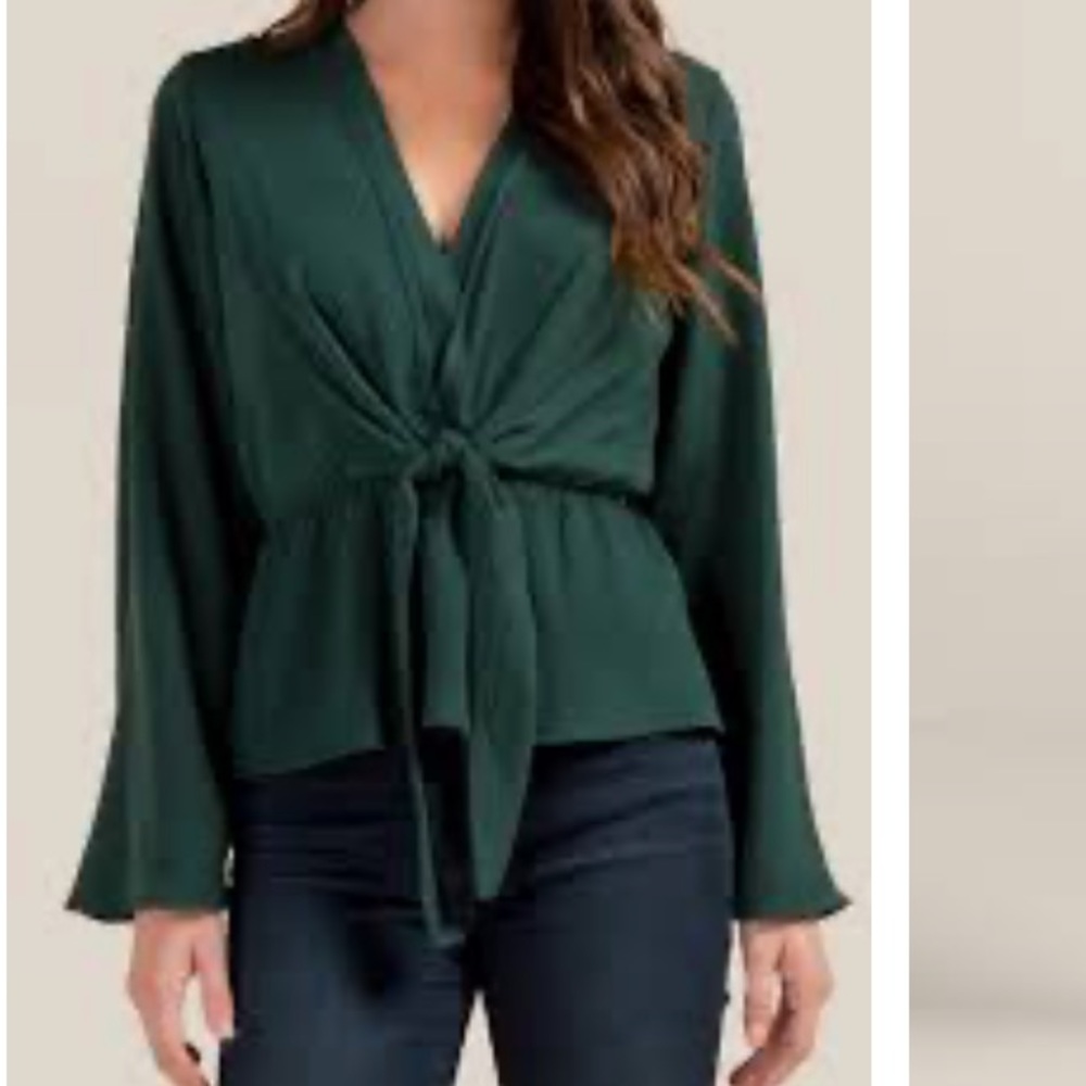 NWT Emerald Tie Front Blouse